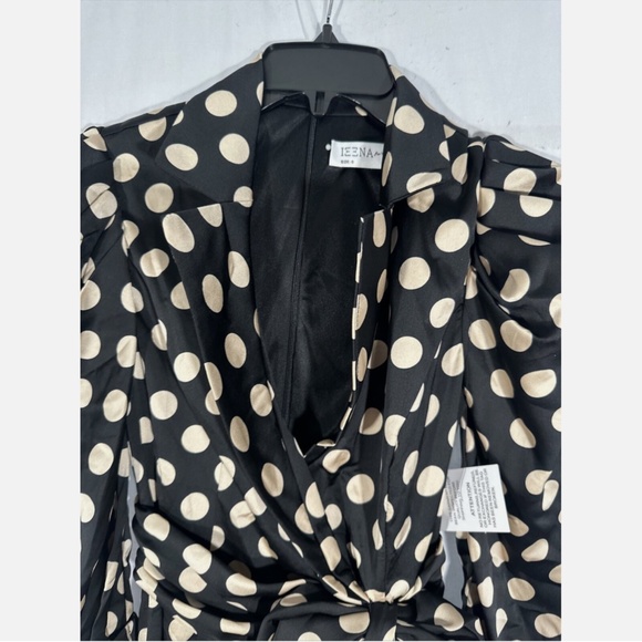 NEW IEENA Mac Duggal [ 0‎ ] Polka Dot Puff Sleeve Soft Tie Tuxedo Dress Black - Picture 10 of 16